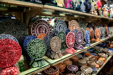 Gift shop with traditional mexican crafts and goods in Cancun, Mexico