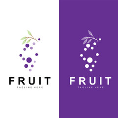 Grape Logo, Farm Fruit Vector, Fresh Purple Fruit Design, Grape Product Icon, Fruit Shop