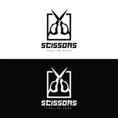 Barber tool scissors logo icon background symbol