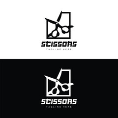 Barber tool scissors logo icon background symbol