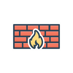 Color illustration icon for firewall 