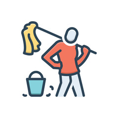 Color illustration icon for cleaner 