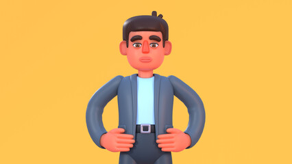 3d render of confident man in suit posing