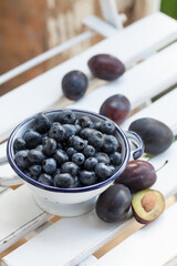 Fresh Picked Blueberries And Plums - 597370854