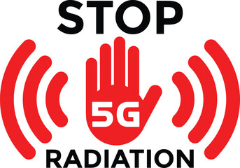 HAND STOP 5G RADIATION STICKER VECTOR