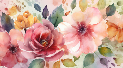 Bold and vibrant watercolor flowers bursting with energy