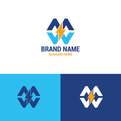LETTER MW ELECTRIC LOGO VECTOR
