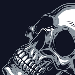 human skull looking up vector illustration