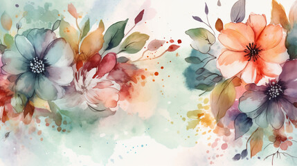 playful watercolor background with flowers