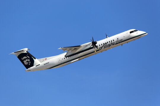 Alaska Airlines Bombardier DHC-8-400 airplane at Las Vegas McCarran airport