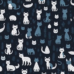Seamless patterns of cats and dogs design