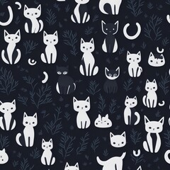 Seamless patterns of cats and dogs design