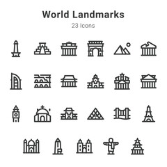 World landmarks icon set
