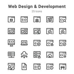 Web design and development icon set