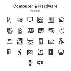 Computer and hardware icon set