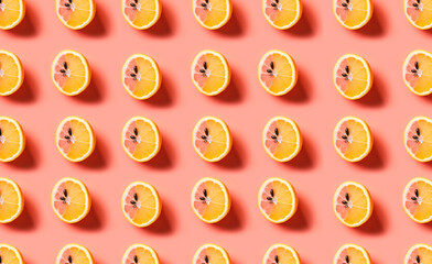 Orange fruit pattern on pink background. Generative AI