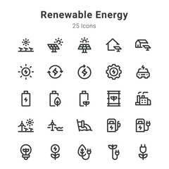 Renewable energy icon set