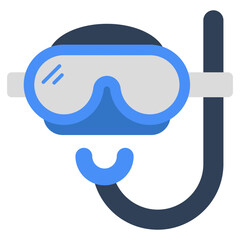 Oxygen pipe with goggles, icon of snorkeling mask