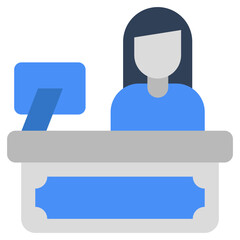 A flat design icon of receptionist 