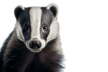 Striking Black & White Badger Close-Up: Curious, Fluffy, and Bold. Generative AI