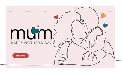 Happy mothers day illustration with woman holding a Flowers. Thank you card with blooming flowers. Use for Boarding Pass, birthday card, invitations, Birthday card 