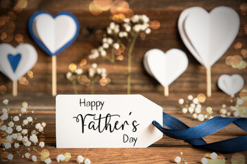 Label, Atmospheric Decoration, Heart, Flower, Text Happy Fathers Day