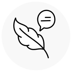 Writing icon. writing composition icon. Creativity inspiration vector icon. Feather and chat bubble icon.