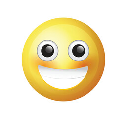 High quality emoticon vector on white background. Smiling emoji, blushing smiley face icon.