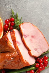 Concept of tasty food, meat, Ham, close up
