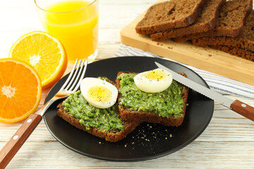 Concept of tasty breakfast, morning meal, close up