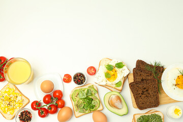 Concept of tasty breakfast, morning meal, space for text