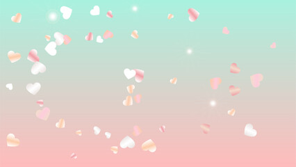 Realistic Background with Confetti of Hearts Glitter Particles. St. Valentine Day. Celebration pattern. Light Spots. Explosion of Confetti. Glitter Vector Illustration. Design for Banner.