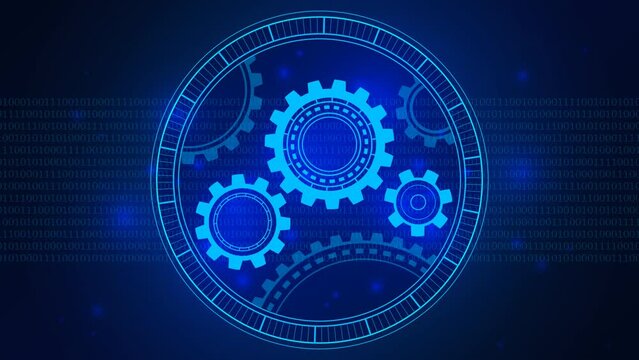Gear wheels. Cogs and gears wheel mechanisms wireframe. Engineering or mechanical technology concept. Cogs and gear wheel mechanisms. Hi-tech digital technology and engineering. 2d tech animation