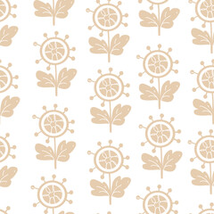 Seamless abstract pattern of floral elements. Decorative modern botanical elements. Vector print.