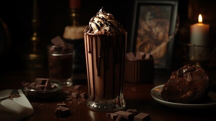 Fototapeta na wymiar Decadent Chocolate Fudge Brownie Milkshake