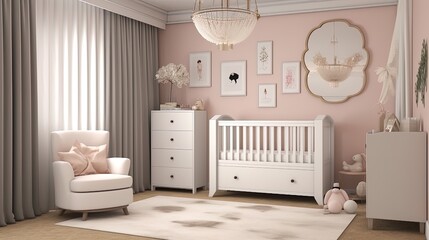 Modern baby room interior  children's room and baby interior.