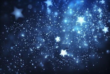 Obraz premium Abstract silver background with white particles and stars. Round bokeh or glitter lights. generative ai