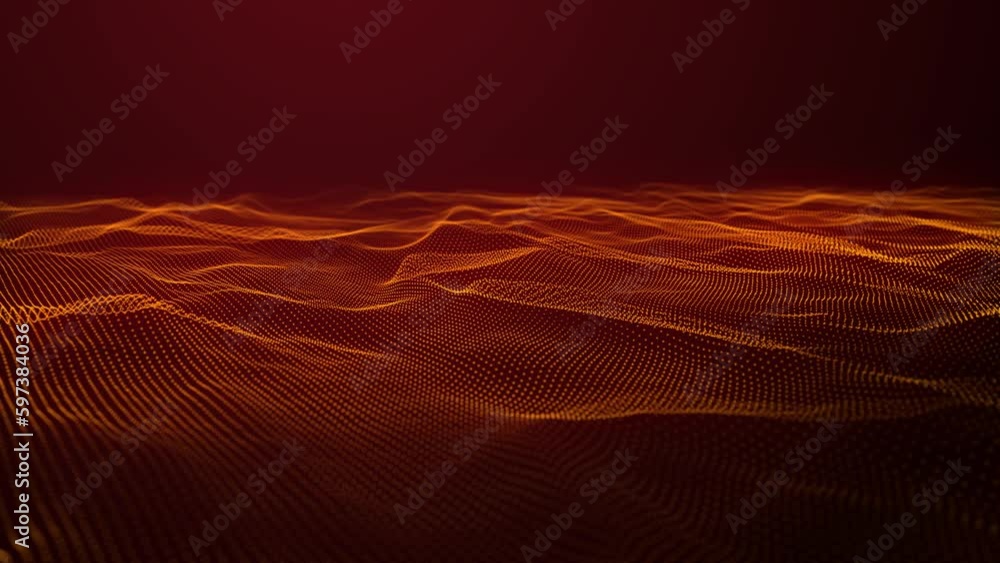 Poster futuristic particle wave. abstract technology background. big data visualization. 3d rendering. 4k a