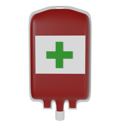 Fototapeta premium 3d render icon illustration medicine emergency blood plasma transfusion injection bag