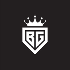 BG or GB logo monogram symbol shield with crown shape design vector