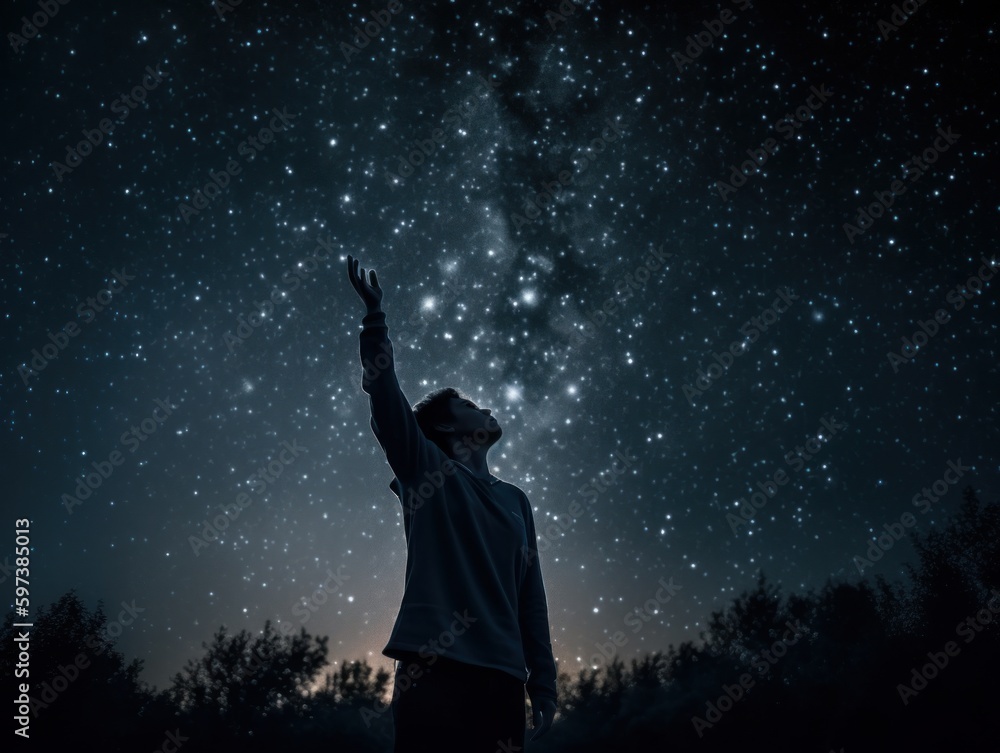 Wall mural a person reaching for the stars or the sky