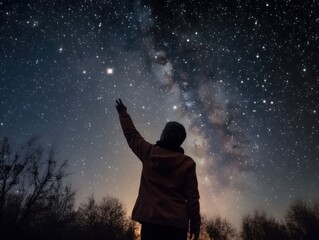 Fototapeta premium a person reaching for the stars or the sky