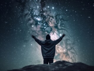 Obraz premium a person reaching for the stars or the sky