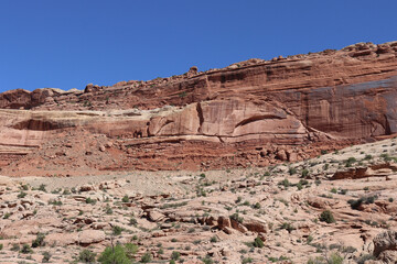 red rock canyon on the desert landscape with colorful sandstone cliffs