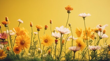 Fototapeta premium summer flowers yellow background