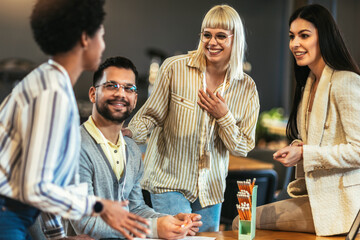 Modern business team discussing new ideas at the office. Business people on meeting in modern office.