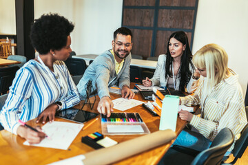 Business people on meeting in modern office. Brainstorming