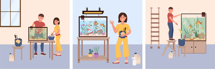 Aquarium Care Square Compositions