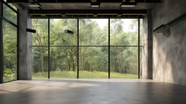 Industrial Interior Design Background. Contemporary Room. Generative AI.
