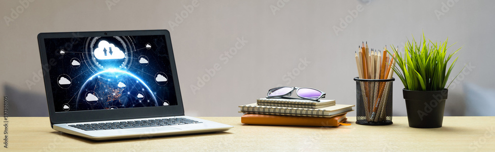 Poster cloud computing software for modish remote work and personal data storage